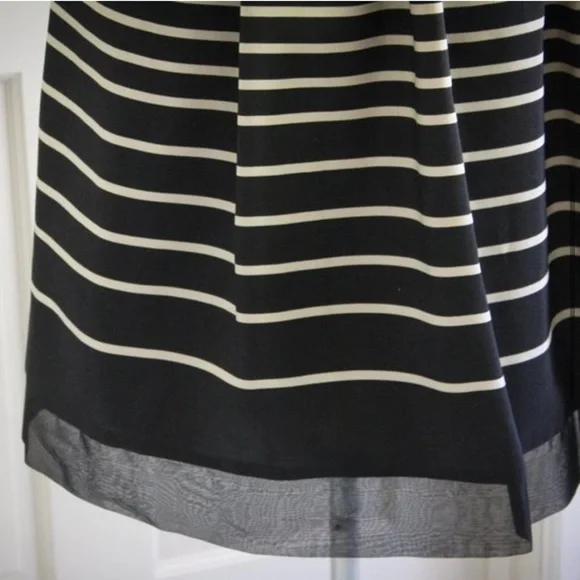 Feminine and Fabulous! Black and Ivory Striped Taylor Dress - Picture 3 of 11